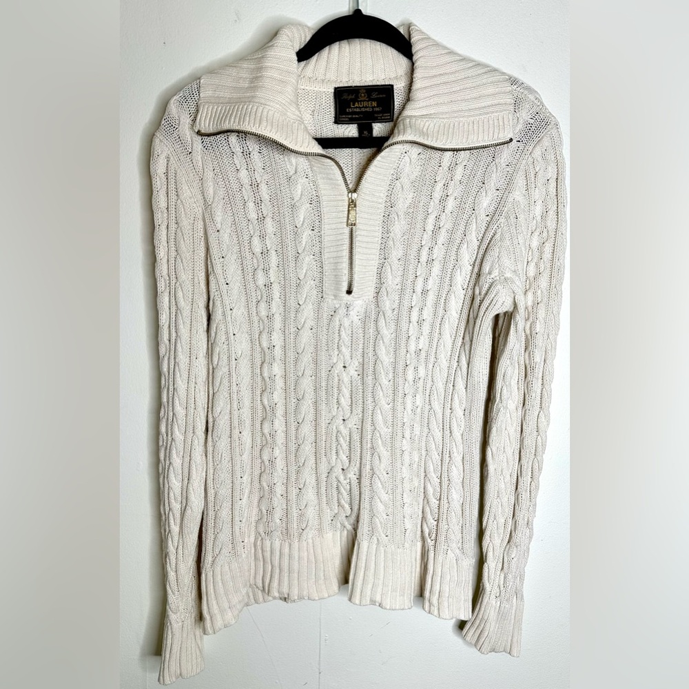 Ralph Lauren Super Quality Goods Zip Neck Cable Knit Sweater